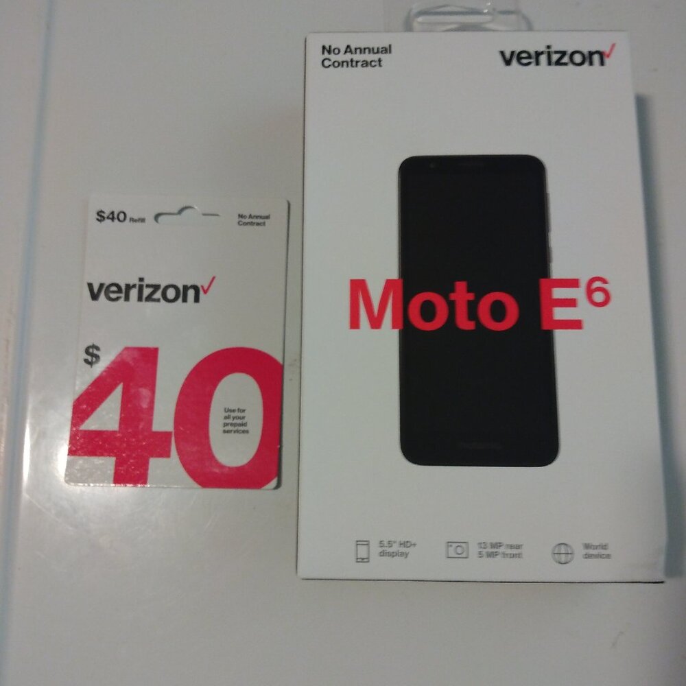 VERIZON MOTOROLA MOTO E6  Prepaid No Contract $40Pian,First Mouth Included NEW